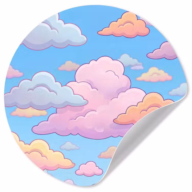 Wolk - Lucht - Natuur - Illustratie - Pastel Wandcirkel behangsticker klein -3d