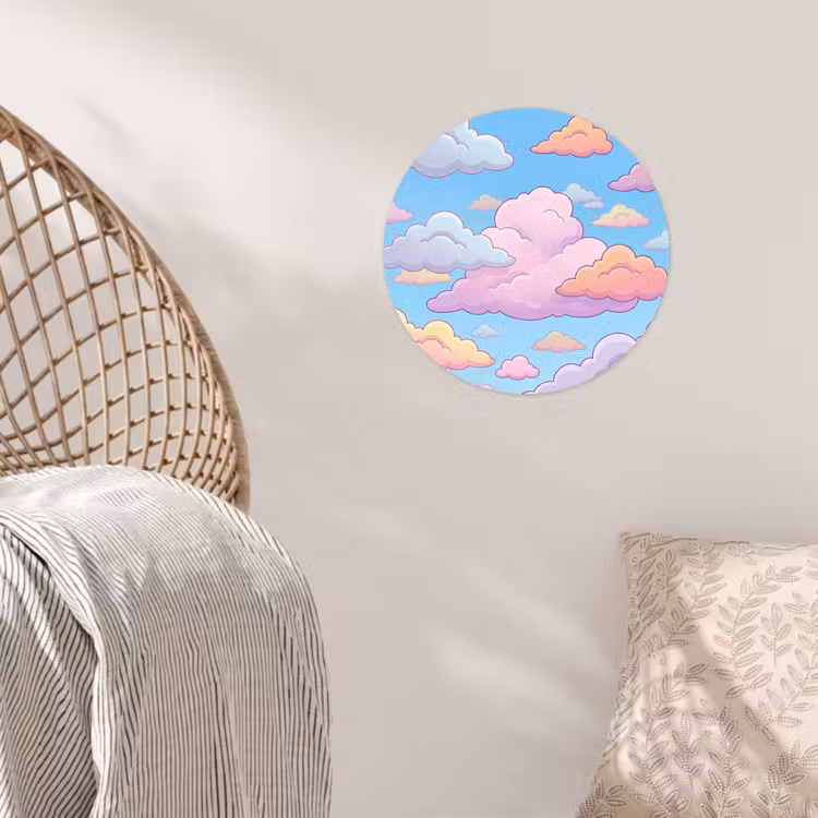 Wolk - Lucht - Natuur - Illustratie - Pastel Wandcirkel behangsticker klein -sfeer4