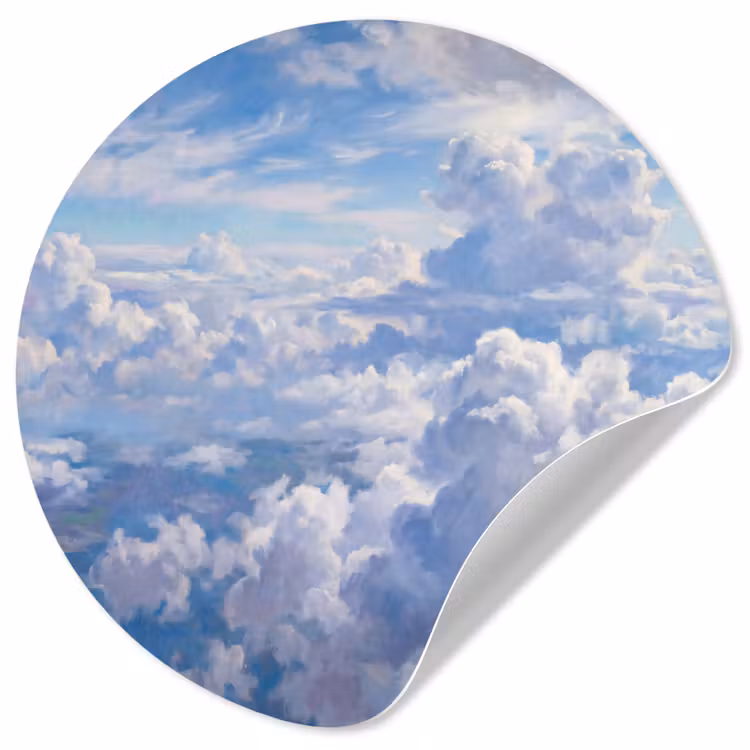 Wolken - Lucht - Natuur - Abstract - Blauw Wandcirkel behangsticker klein -3d