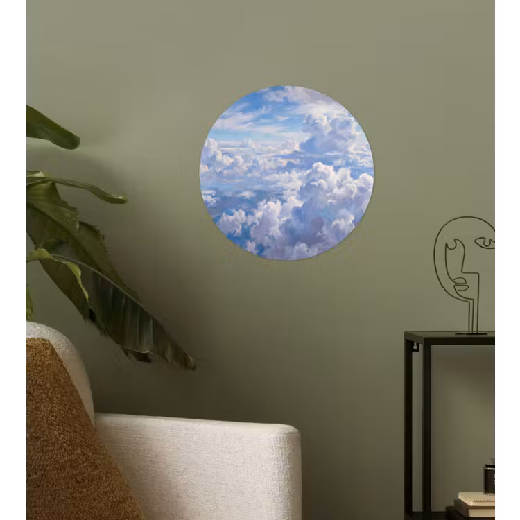 Wolken - Lucht - Natuur - Abstract - Blauw Wandcirkel behangsticker klein -sfeer2