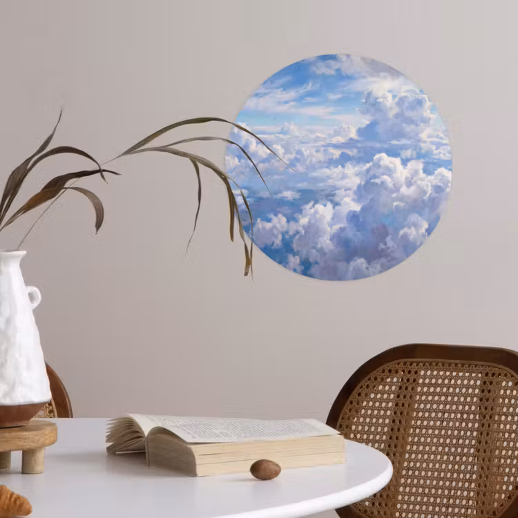 Wolken - Lucht - Natuur - Abstract - Blauw Wandcirkel behangsticker klein -sfeer3