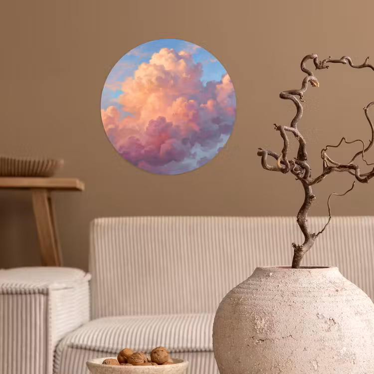 Wolken - Lucht - Natuur - Abstract - Kleurrijk Wandcirkel behangsticker klein -sfeer1