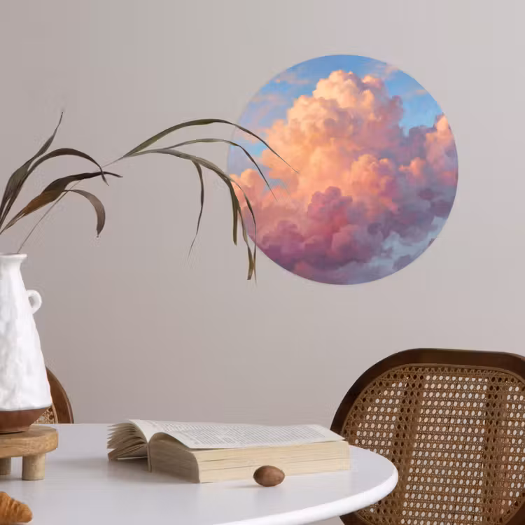 Wolken - Lucht - Natuur - Abstract - Kleurrijk Wandcirkel behangsticker klein -sfeer3
