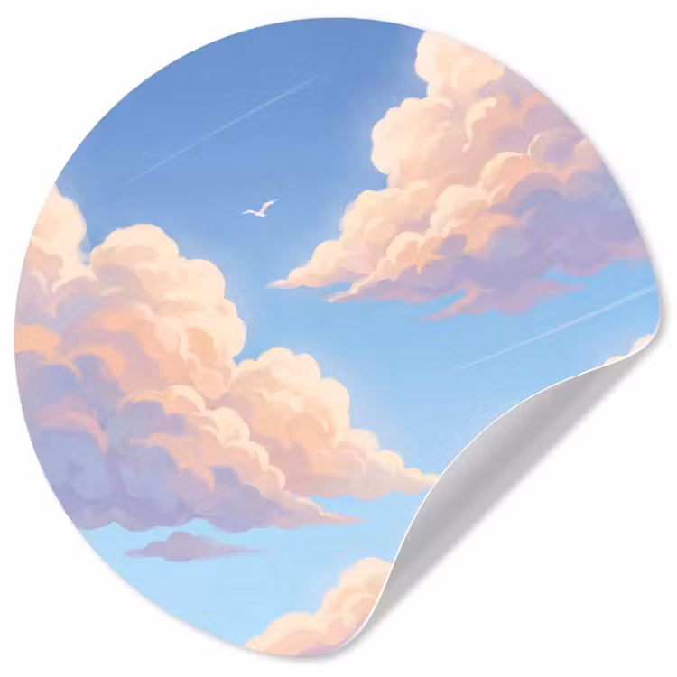 Wolken - Lucht - Natuur - Blauw Wandcirkel behangsticker klein -3d