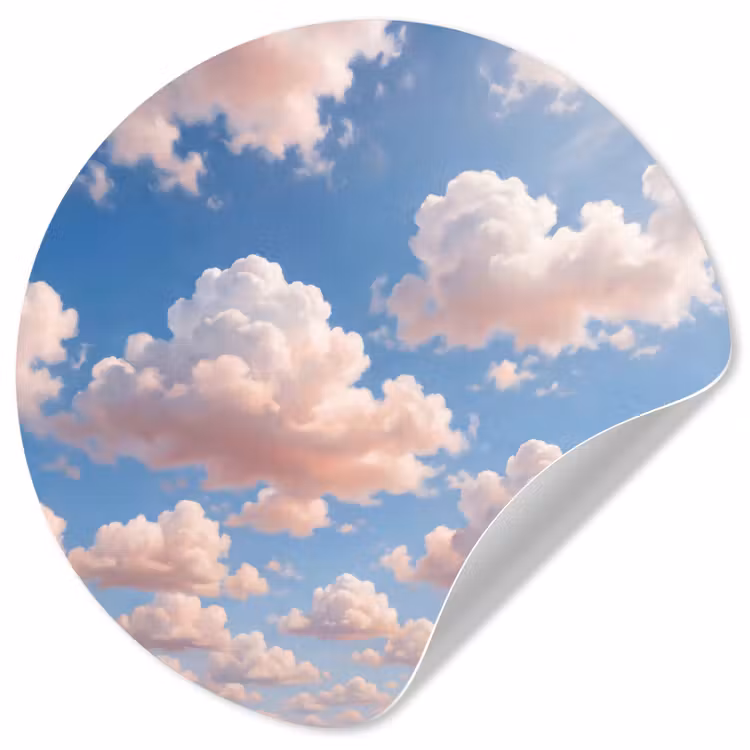 Wolken - Hemel - Natuur - Licht - Blauw Wandcirkel behangsticker klein -3d
