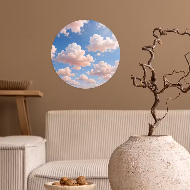 Wolken - Hemel - Natuur - Licht - Blauw Wandcirkel behangsticker klein -sfeer1