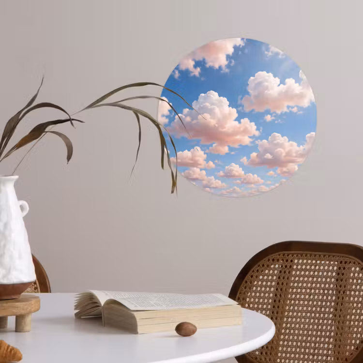Wolken - Hemel - Natuur - Licht - Blauw Wandcirkel behangsticker klein -sfeer3