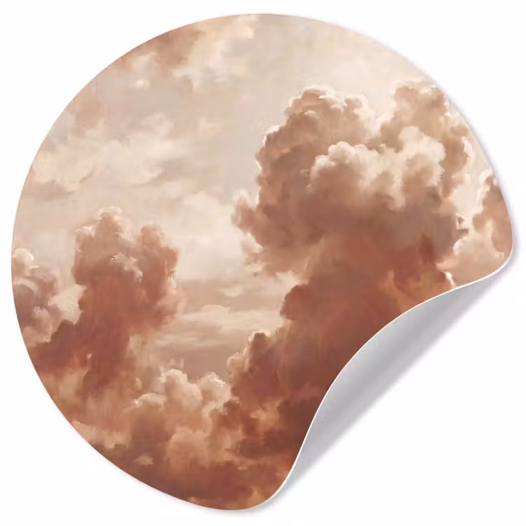 Wolken - Lucht - Natuur - Modern - Bruin Wandcirkel behangsticker klein -3d