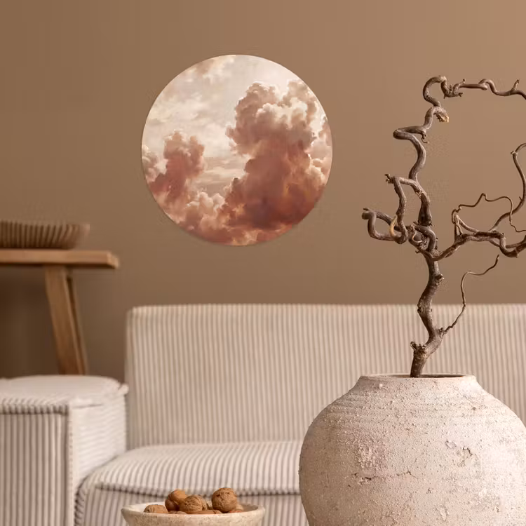 Wolken - Lucht - Natuur - Modern - Bruin Wandcirkel behangsticker klein -sfeer1