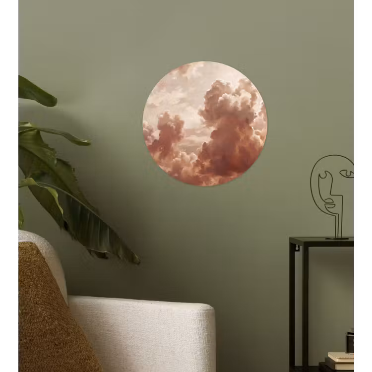Wolken - Lucht - Natuur - Modern - Bruin Wandcirkel behangsticker klein -sfeer2