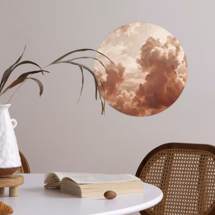 Wolken - Lucht - Natuur - Modern - Bruin Wandcirkel behangsticker klein -sfeer3