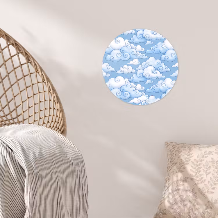 Wolken - Patroon - Hemel - Illustratie - Wit Wandcirkel behangsticker klein -sfeer4