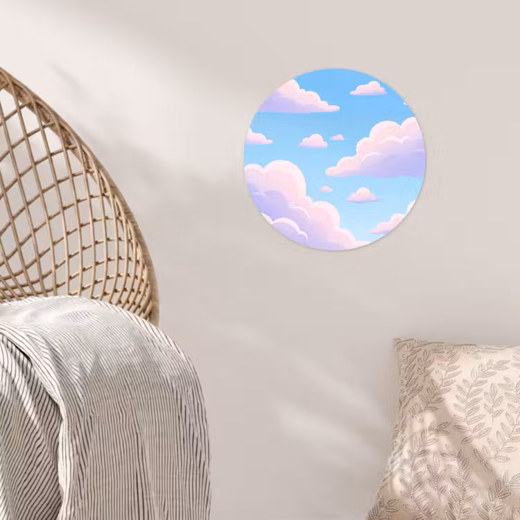 Wolken - Roze - Blauw - Natuur - Modern Wandcirkel behangsticker klein -sfeer4