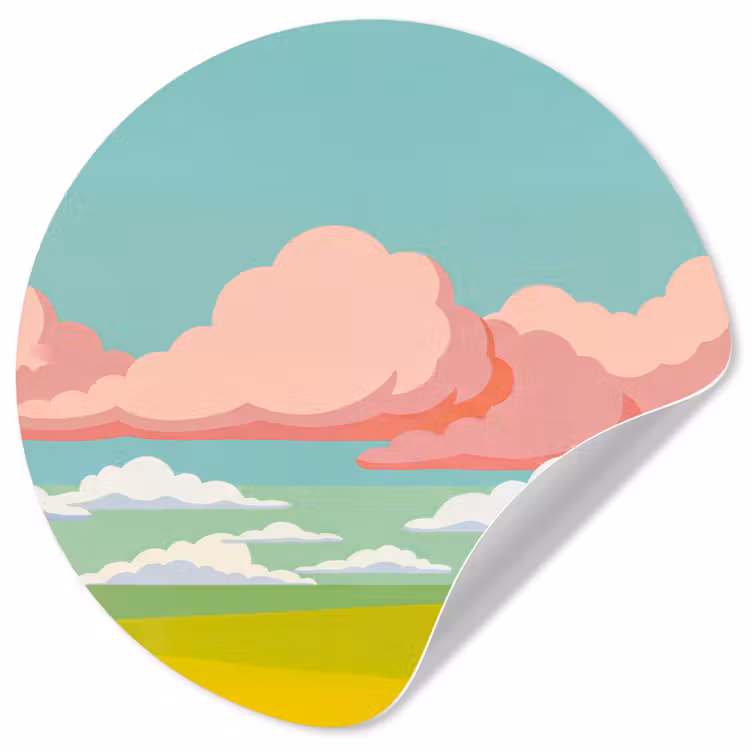 Wolken - Roze - Natuur - Modern - Pastel Wandcirkel behangsticker klein -3d