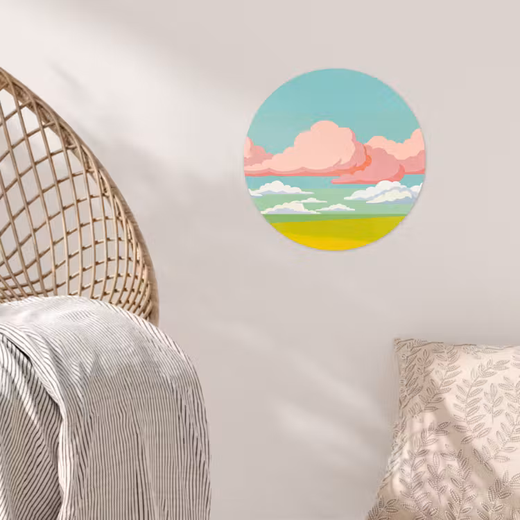 Wolken - Roze - Natuur - Modern - Pastel Wandcirkel behangsticker klein -sfeer4