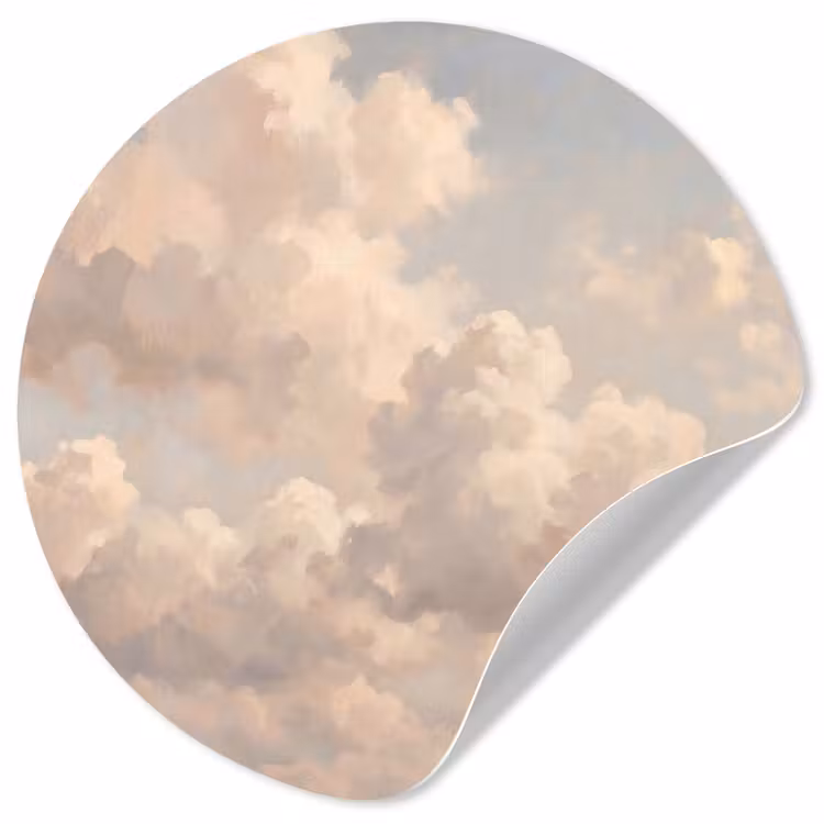 Wolken - Zacht - Natuur - Klassiek - Beige Wandcirkel behangsticker klein -3d