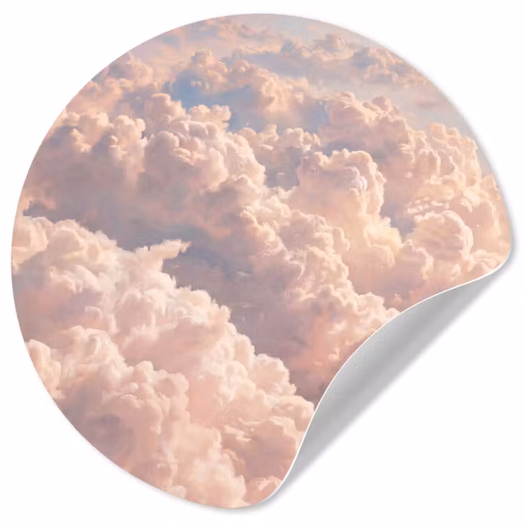Wolken - Zonsondergang - Natuur - Pastel - Roze Wandcirkel behangsticker klein -3d