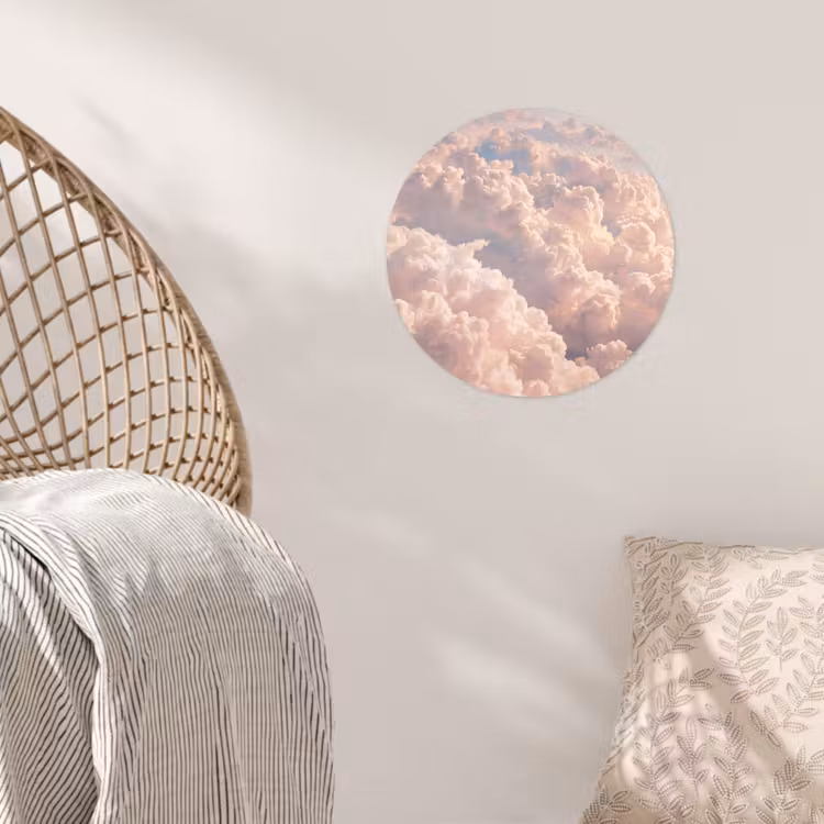 Wolken - Zonsondergang - Natuur - Pastel - Roze Wandcirkel behangsticker klein -sfeer4