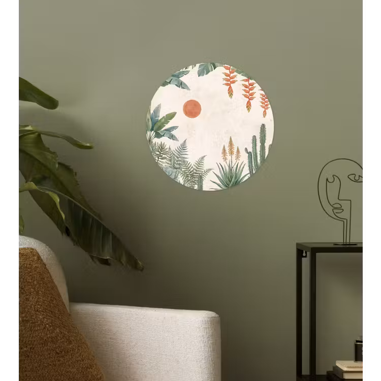 Woestijn - Planten - Groen Wandcirkel behangsticker klein -sfeer2
