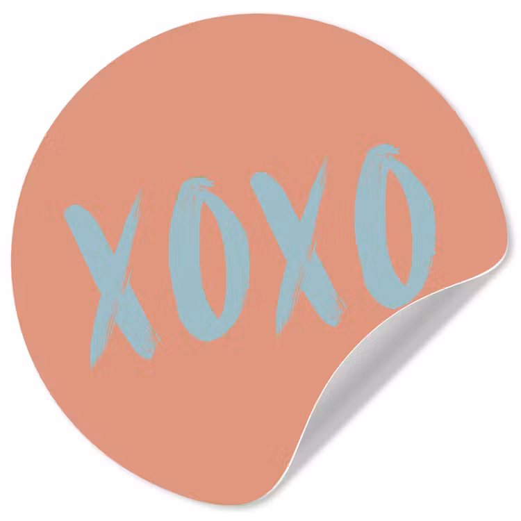 XOXO - Blauw - Perzikkleur Wandcirkel behangsticker klein -3d