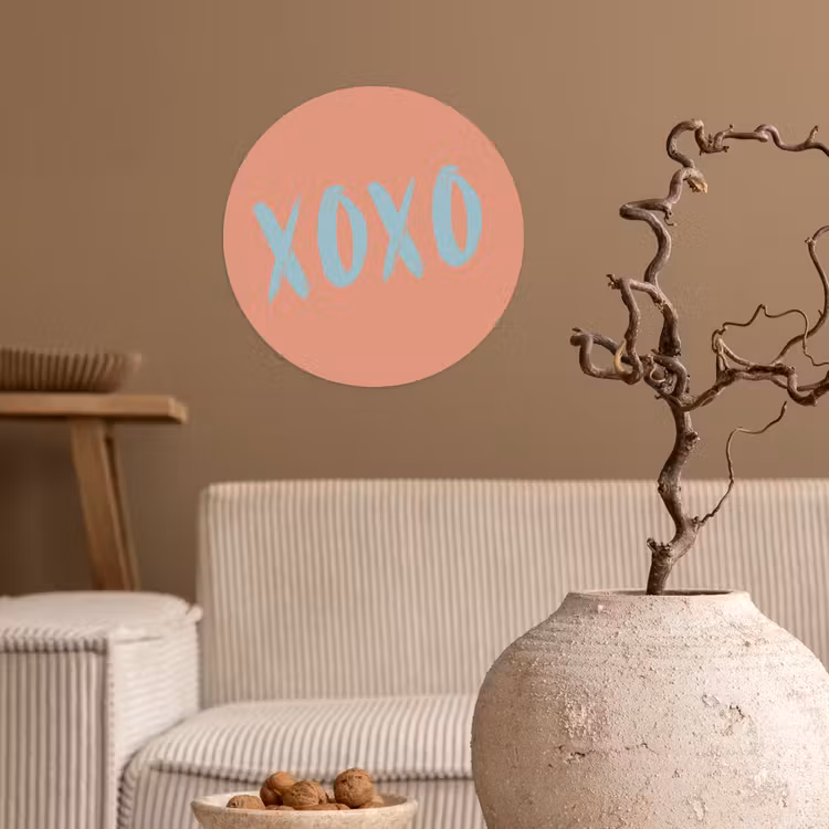 XOXO - Blauw - Perzikkleur Wandcirkel behangsticker klein -sfeer1