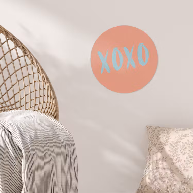 XOXO - Blauw - Perzikkleur Wandcirkel behangsticker klein -sfeer4