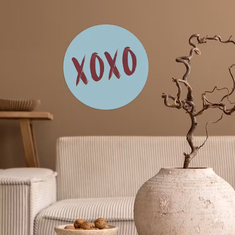 XOXO - Blauw - Rood Wandcirkel behangsticker klein -sfeer1
