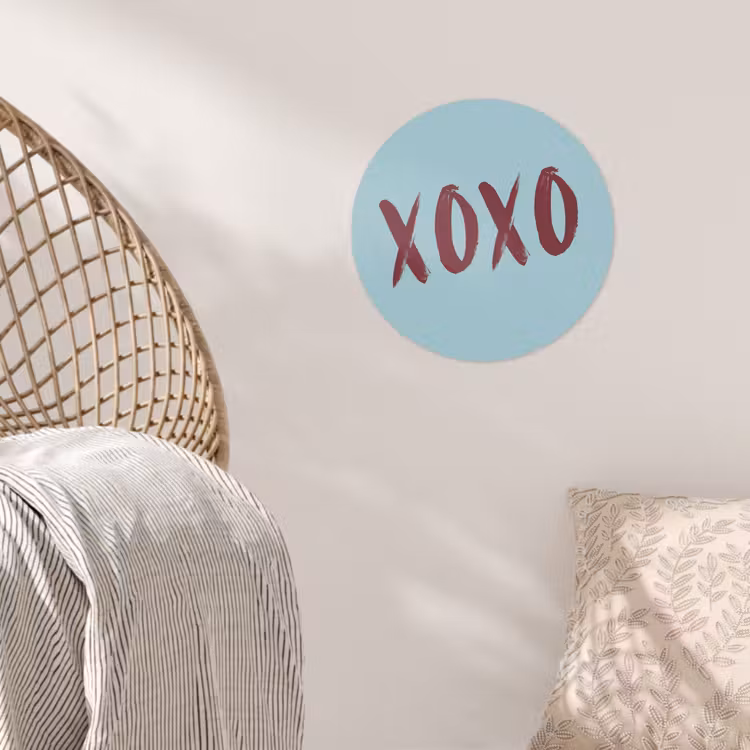 XOXO - Blauw - Rood Wandcirkel behangsticker klein -sfeer4