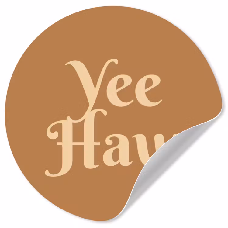 Yee haw - Bruin - Minimalistisch Wandcirkel behangsticker klein -3d