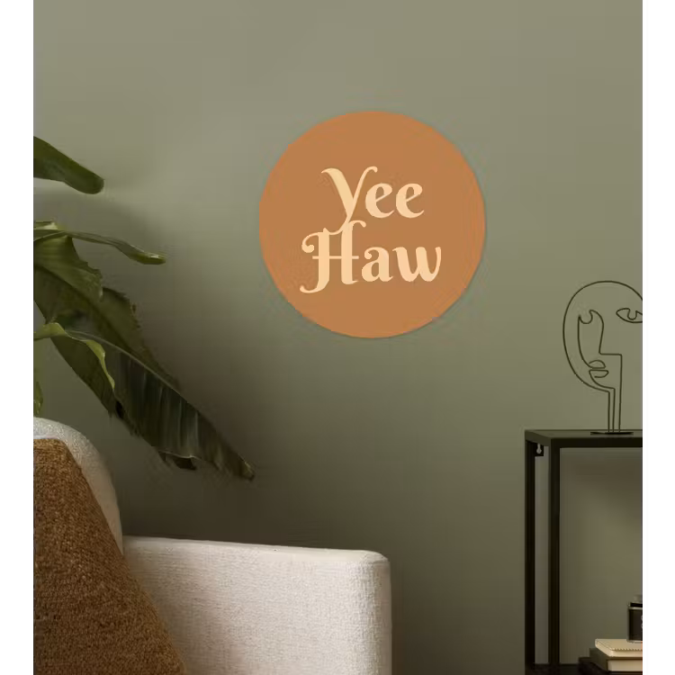 Yee haw - Bruin - Minimalistisch Wandcirkel behangsticker klein -sfeer2