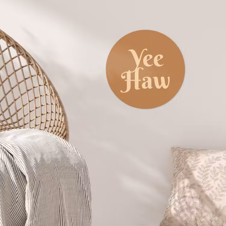 Yee haw - Bruin - Minimalistisch Wandcirkel behangsticker klein -sfeer4