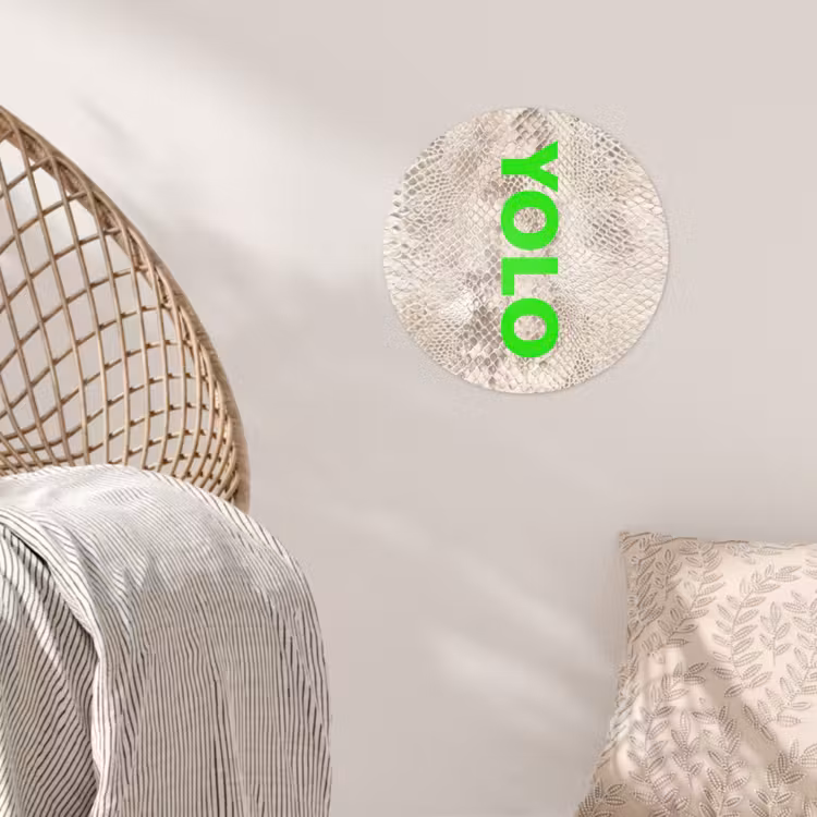 YOLO - Groen - Neon - Slangenprnt Wandcirkel behangsticker klein -sfeer4
