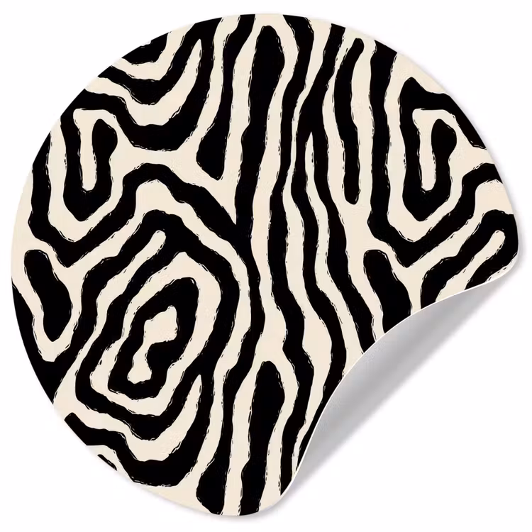 Zebra - Zwart - Abstract Wandcirkel behangsticker klein 186 -3d