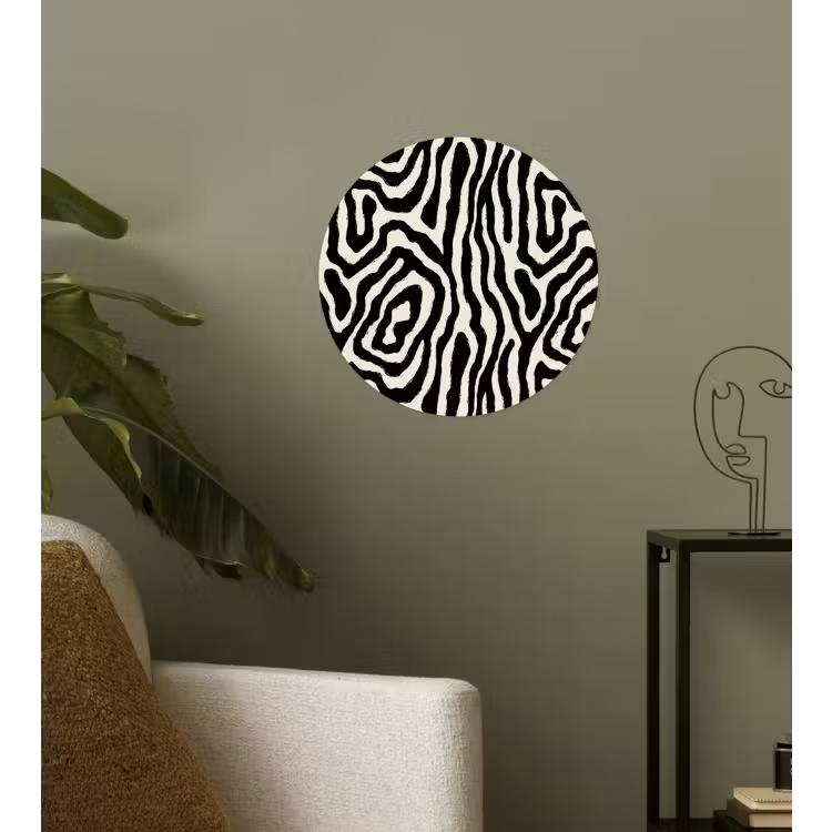 Zebra - Zwart - Abstract Wandcirkel behangsticker klein 186 -sfeer2