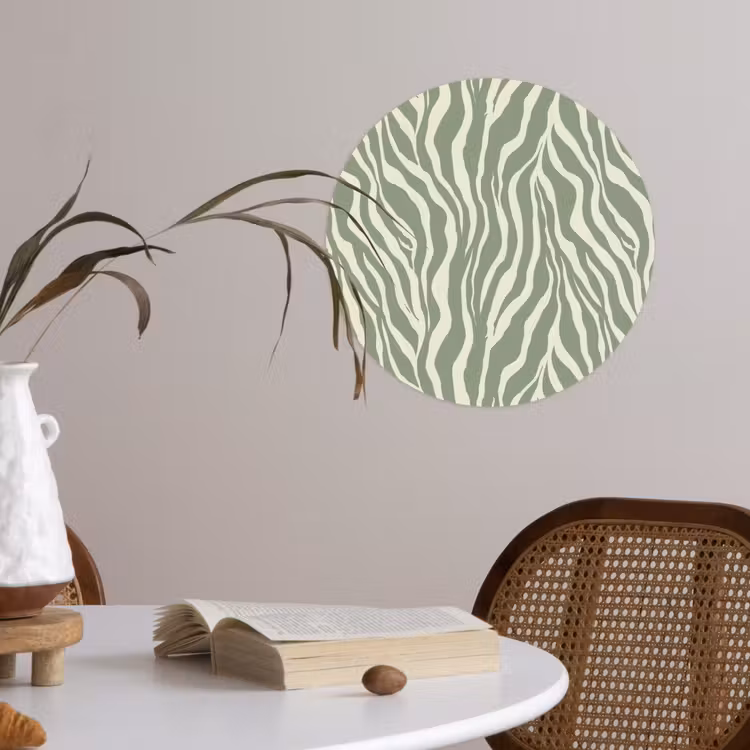 Zebra - Motief - Groen Wandcirkel behangsticker klein 186 -sfeer3