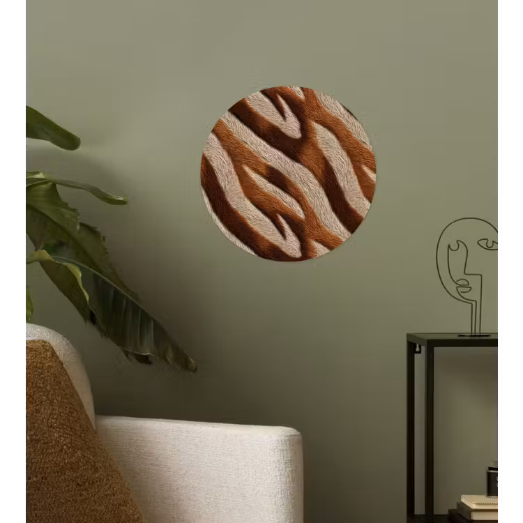 Zebra - Bruin - Patroon Wandcirkel behangsticker klein 186 -sfeer2