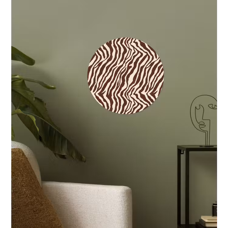Zebra - Patroon - Zwart - Wit Wandcirkel behangsticker klein 186 -sfeer2