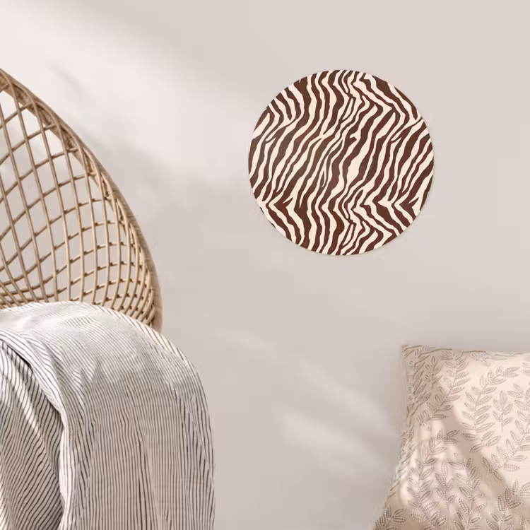 Zebra - Patroon - Zwart - Wit Wandcirkel behangsticker klein 186 -sfeer4