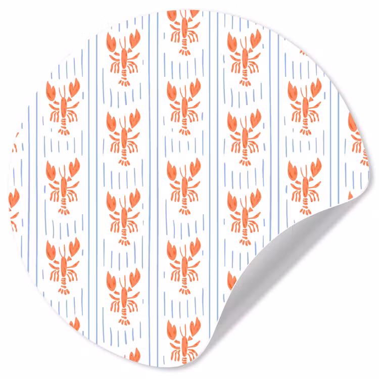 Zee - Kreeft - Oranje - Blauw Wandcirkel behangsticker klein 186 -3d