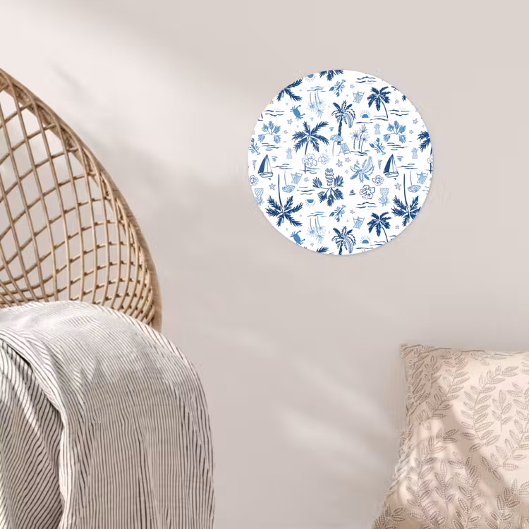 Zee - Strand - Blauw - Wit Wandcirkel behangsticker klein 186 -sfeer4