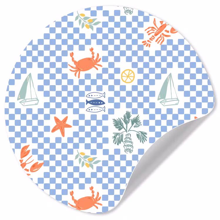 Zee - Sfeer - Zeilboot - Blauw Wandcirkel behangsticker klein 186 -3d
