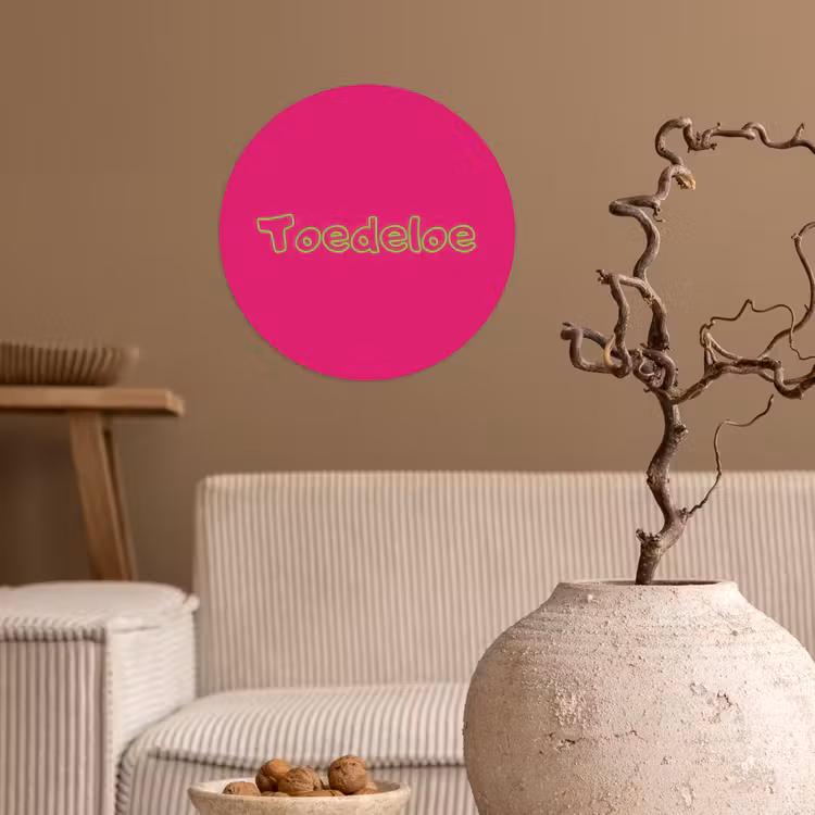 Toedeloe - Groen - Roze Wandcirkel behangsticker klein -sfeer1