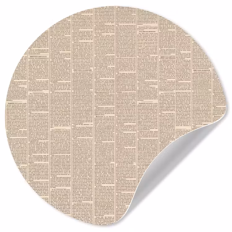 Krant - Nieuws - Historisch - Vintage - Beige Wandcirkel behangsticker klein -3d