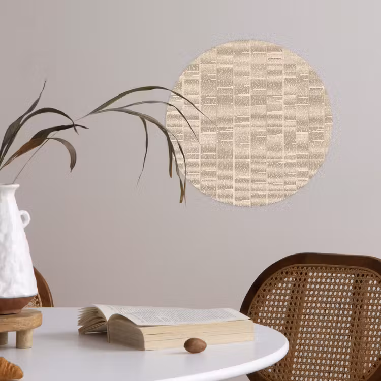 Krant - Nieuws - Historisch - Vintage - Beige Wandcirkel behangsticker klein -sfeer3