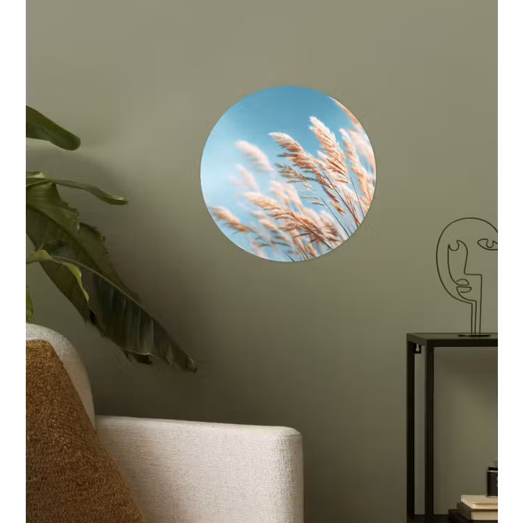 Siergras - Wind - Lichtbruin Wandcirkel behangsticker klein -sfeer2