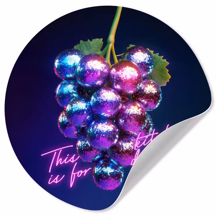 Quote - Neon - Disco - Druiven Wandcirkel behangsticker klein -3d