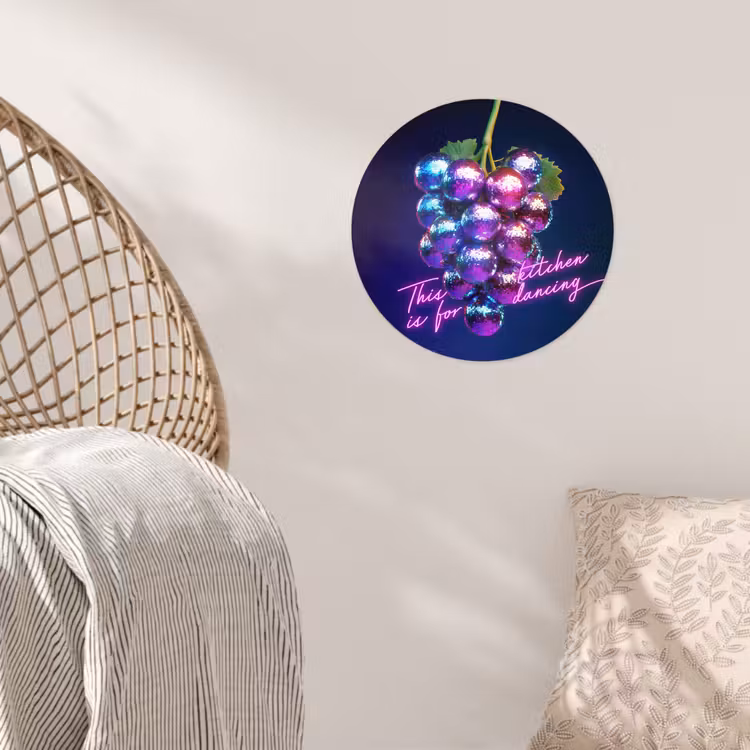 Quote - Neon - Disco - Druiven Wandcirkel behangsticker klein -sfeer4