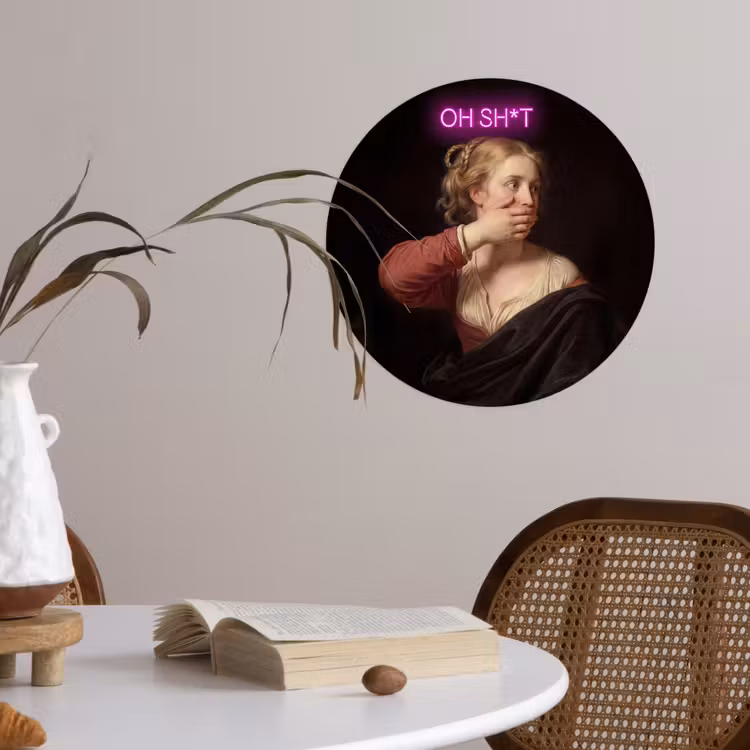 Quote - Neon - vrouw Wandcirkel behangsticker klein -sfeer3