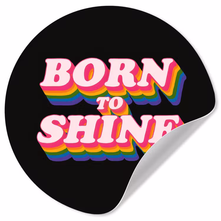 Quote - Regenboog - Roze - Zwart Wandcirkel behangsticker klein -3d