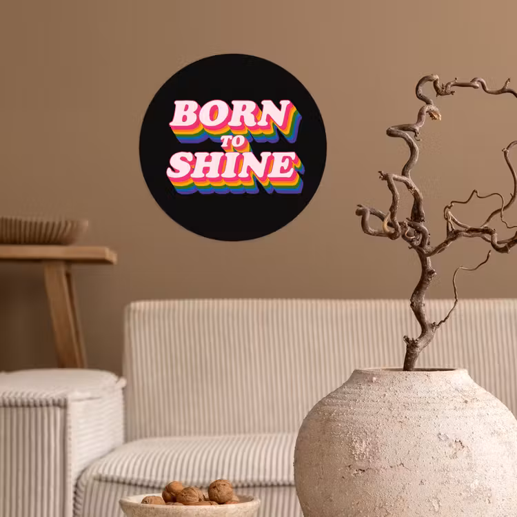 Quote - Regenboog - Roze - Zwart Wandcirkel behangsticker klein -sfeer1